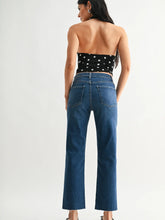 Load image into Gallery viewer, Hem Detail Straight Jeans - Med Denim - Dark Denim (Shown in Med Wash) (Style: JP423)
