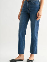 Load image into Gallery viewer, Hem Detail Straight Jeans - Med Denim - Dark Denim (Shown in Med Wash) (Style: JP423)

