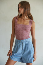 Load image into Gallery viewer, Jacquard Square Neck Tank - Maroon - Chambray Blue - Oat Bluff (Style#S1239A)
