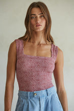 Load image into Gallery viewer, Jacquard Square Neck Tank - Maroon - Chambray Blue - Oat Bluff (Style#S1239A)

