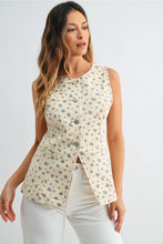 Load image into Gallery viewer, Tailored Floral Denim Vest
