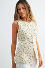 Load image into Gallery viewer, Tailored Floral Denim Vest
