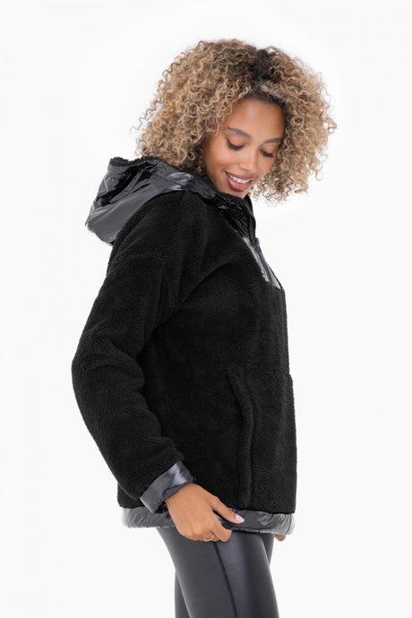 Plush Faux Fur 1/4 Zip Pullover - Black or Cream