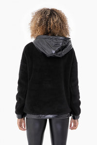 Plush Faux Fur 1/4 Zip Pullover - Black or Cream