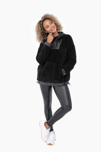 Plush Faux Fur 1/4 Zip Pullover - Black or Cream