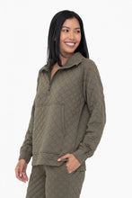 Load image into Gallery viewer, Quilted Jersey 1/4 Zip Sweatshirt - Black or Ivy Green
