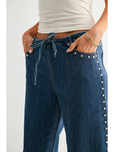 Load image into Gallery viewer, Kai Studded Drawstring Jeans - Dark Denim

