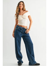 Load image into Gallery viewer, Kai Studded Drawstring Jeans - Dark Denim
