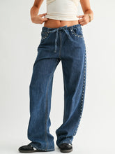 Load image into Gallery viewer, Kai Studded Drawstring Jeans - Dark Denim
