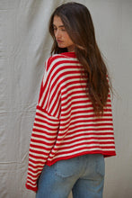 Load image into Gallery viewer, Kelsey Cardigan - Red/Ivory Stripe (Style W2297)
