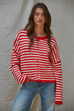 Load image into Gallery viewer, Kelsey Cardigan - Red/Ivory Stripe (Style W2297)
