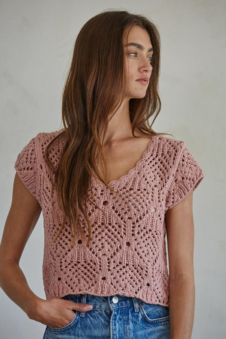 Kendra Crochet Top - Mauve (Style W2030)