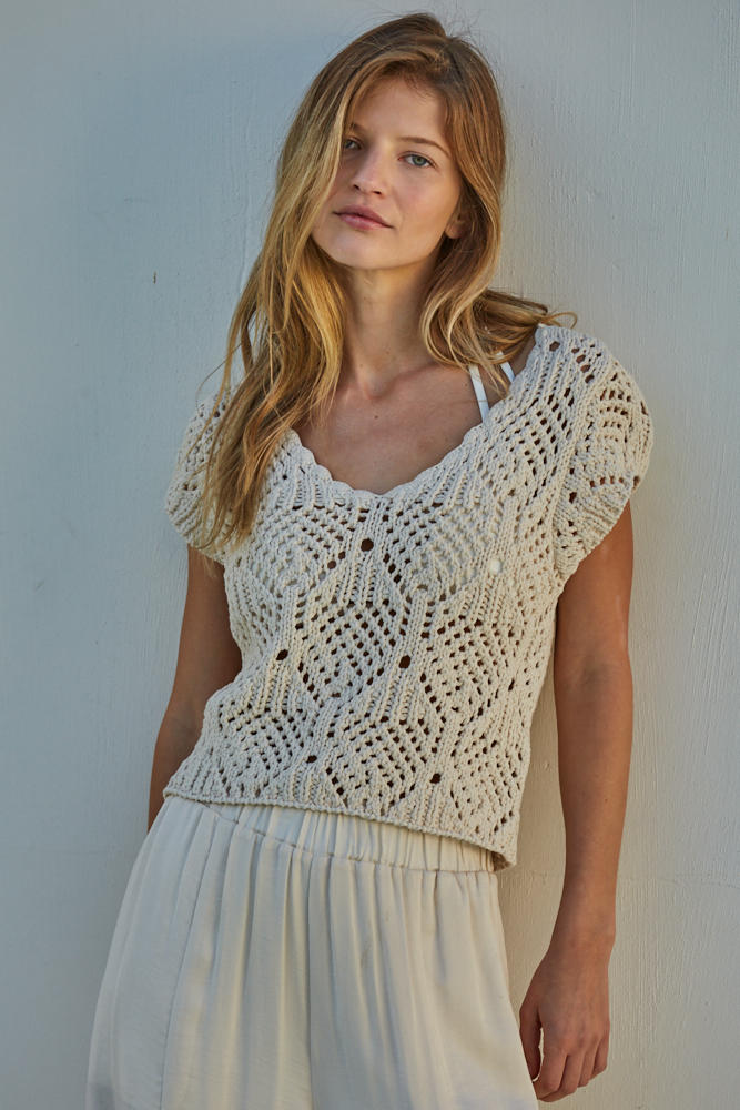 Kendra Crochet Top - Natural