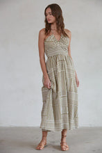 Load image into Gallery viewer, Kiele Striped Halter Dress - Olive / Ivory
