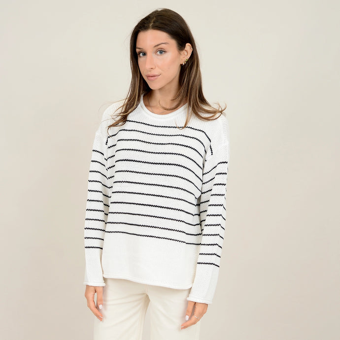 Kiri Sweater - Winter White / Black Stripe