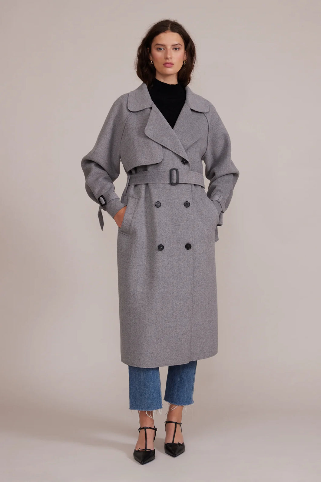 Klaus Trench Coat - Med Heather Grey