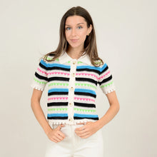 Load image into Gallery viewer, Kyoko Bolero Sweater - Bright Multi Stripe
