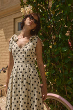 Load image into Gallery viewer, Ryleigh Midi Dress - Blk Polka Dot on Cream (DR5042)
