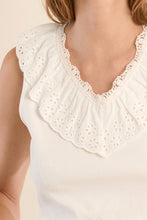 Load image into Gallery viewer, Eyelet Lace Collar Tank - White (Style: LA1931EE)
