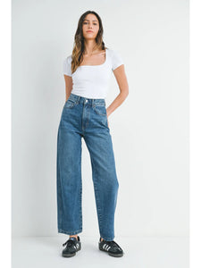 Leslie 90's HR Straight Leg Jeans - Medium Denim