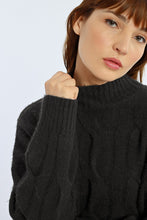 Load image into Gallery viewer, Soft Cable Knit Sweater - Saffron - Black
