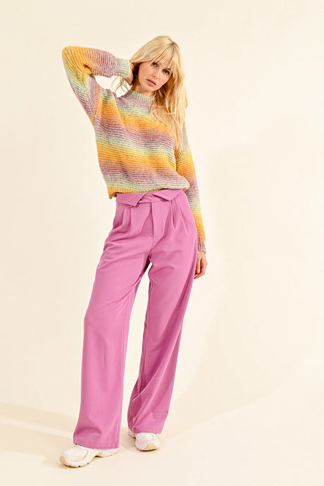 Wide Leg Pants - Dark Pink