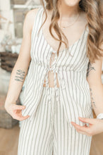 Load image into Gallery viewer, Lona Tie Top - Cream Stripe Style #56W255S
