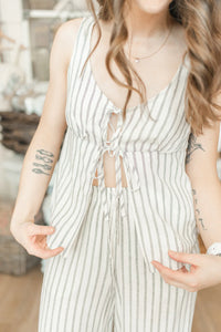 Lona Tie Top - Cream Stripe Style #56W255S