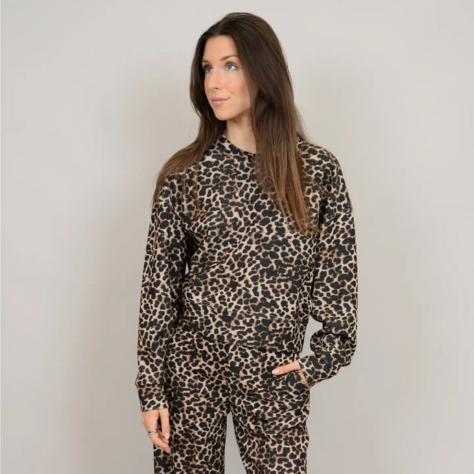 Lucie Modal Scuba Pullover - Leopard