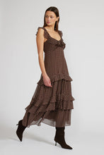 Load image into Gallery viewer, Cassandra Tiered Dress - Brown/Cream
