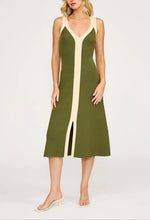 Load image into Gallery viewer, Analise Knit Colorblock Dress - Olive/Cream (SW7368)
