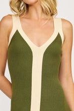 Load image into Gallery viewer, Analise Knit Colorblock Dress - Olive/Cream (SW7368)

