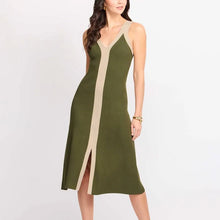 Load image into Gallery viewer, Analise Knit Colorblock Dress - Olive/Cream (SW7368)

