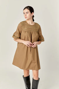 Lace Detail Mini Dress - Olive (Style:MK1156D)