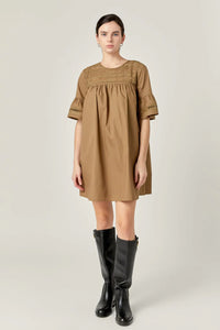 Lace Detail Mini Dress - Olive (Style:MK1156D)