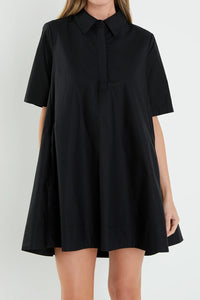 A-Line Shirt Dress - Black