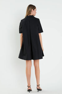 A-Line Shirt Dress - Black