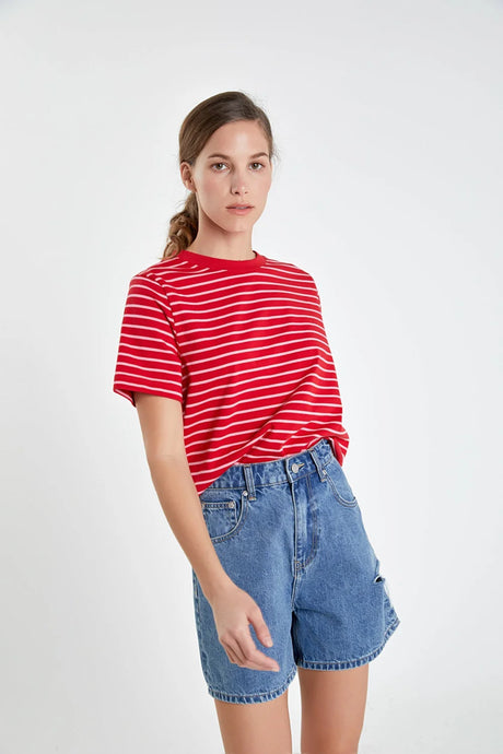 Soft Striped Tee - Red/Pink(Style: MM241T)