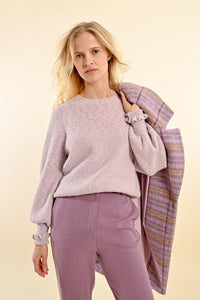 Ruffled Cuff Sweater - Mauve Multi