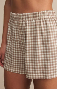 Maddie Gingham Shorts - Iced Coffee or Yacht Blue