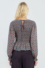 Load image into Gallery viewer, Madrid Blouse - Blk/Fuschia Multi
