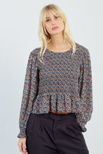 Load image into Gallery viewer, Madrid Blouse - Blk/Fuschia Multi
