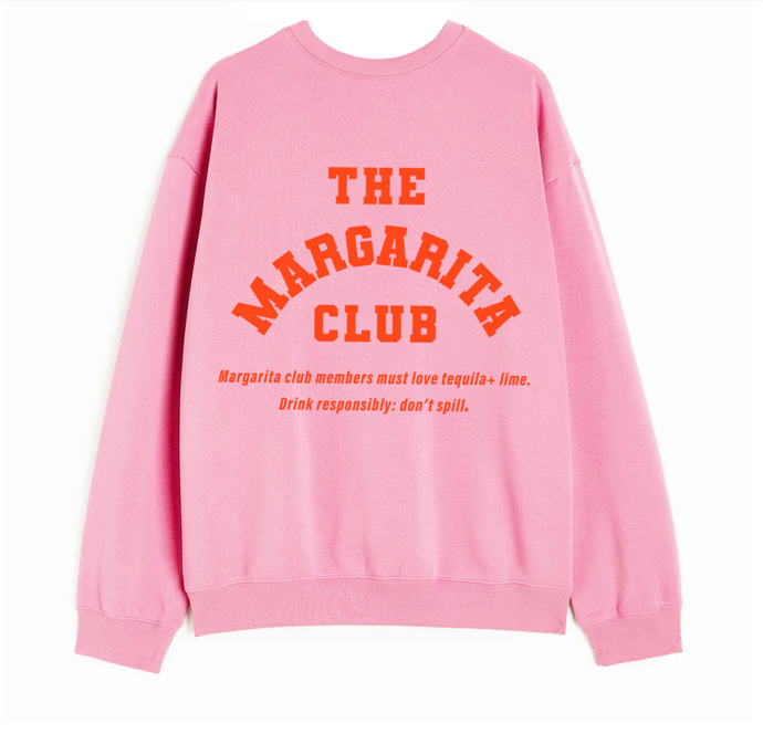 Margarita Club Crew Sweatshirt - Heather Grey w/Red or Pink w/ Red