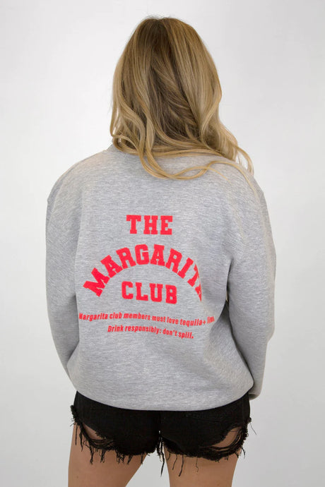 Margarita Club Crew Sweatshirt - Heather Grey w/Red