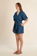 Load image into Gallery viewer, Denim Waist Tie Romper - Dark Blue
