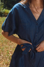 Load image into Gallery viewer, Denim Waist Tie Romper - Dark Blue
