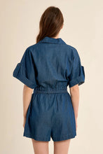 Load image into Gallery viewer, Denim Waist Tie Romper - Dark Blue
