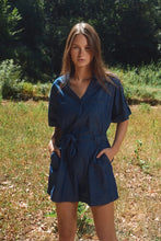 Load image into Gallery viewer, Denim Waist Tie Romper - Dark Blue
