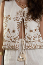 Load image into Gallery viewer, Embroidered Tie Bolero - White (Style #LA1907EE)
