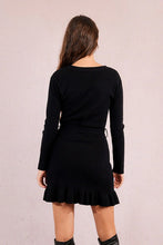 Load image into Gallery viewer, Belted Knit Sweater Dress - Black
